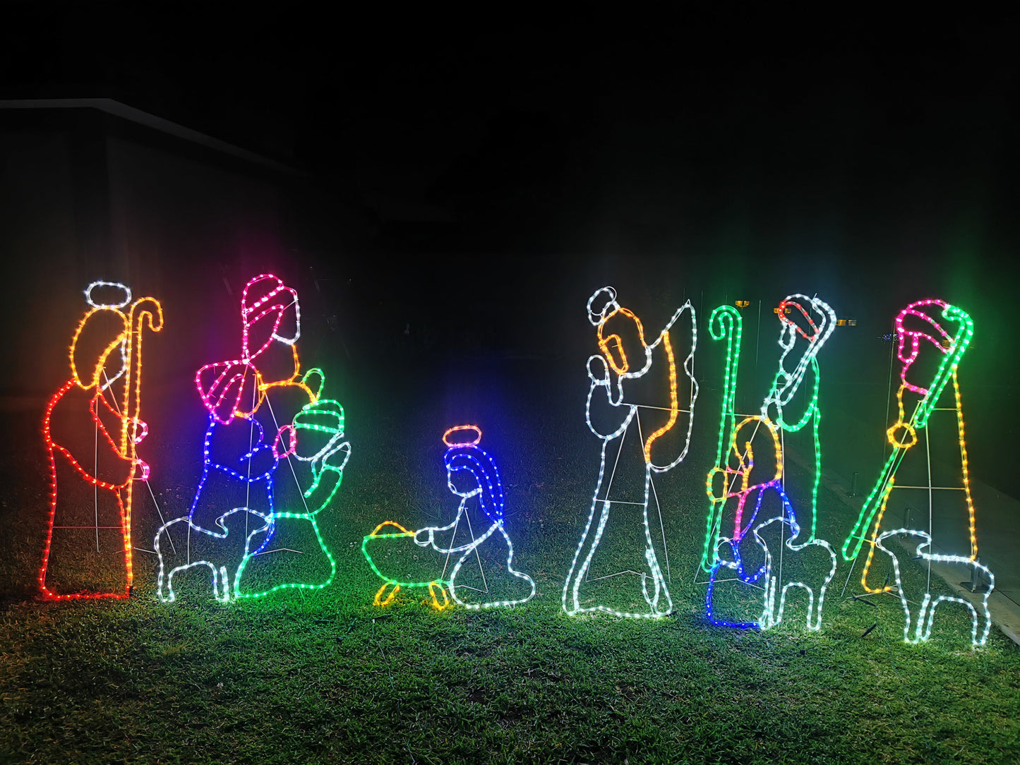 Christmas LED Motif 6 Pcs Jesus Birth Nativity Set Mary Joseph Shepherds Three Kings