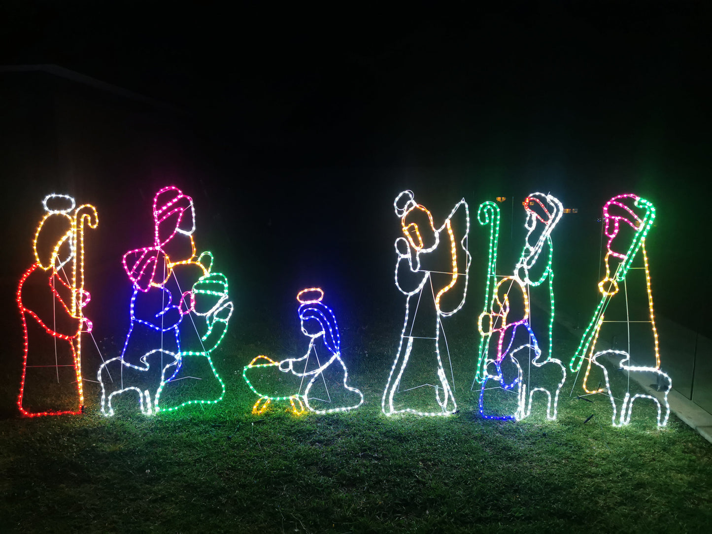 Christmas LED Motif 6 Pcs Jesus Birth Nativity Set Mary Joseph Shepherds Three Kings