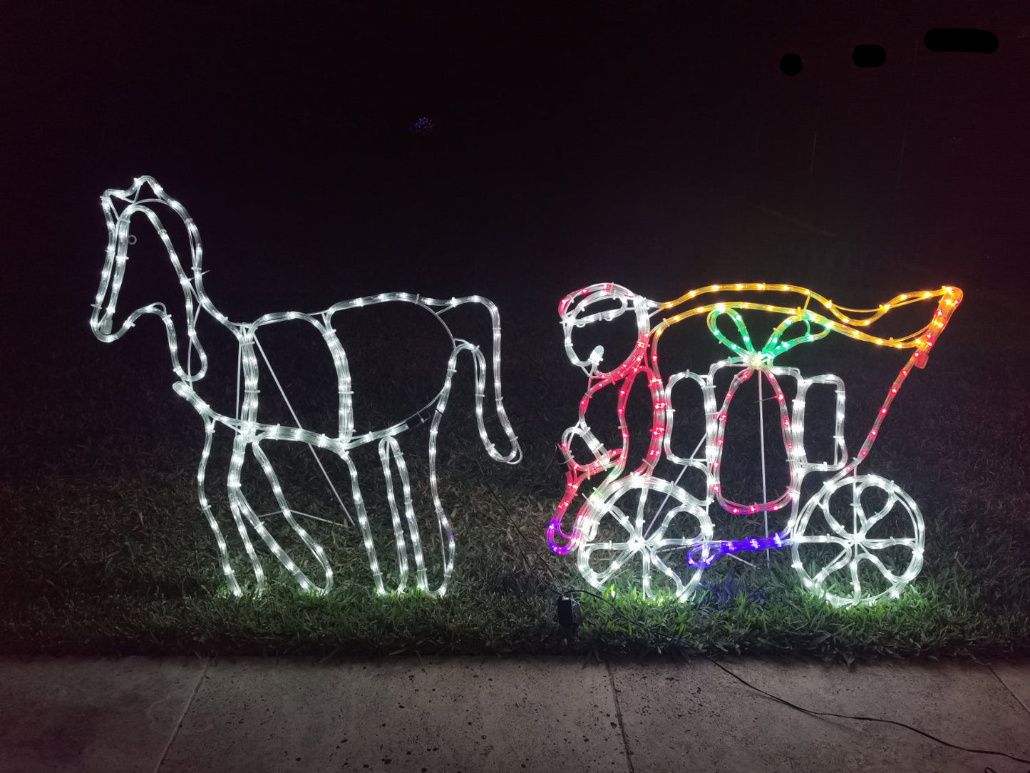 Christmas LED Motif Elf Carriage Horse Riding 150x66cm Outdoor Rope Lights