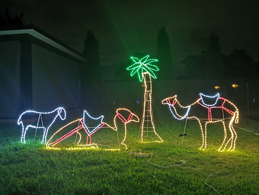 Christmas LED Motif Nativity Scene Camel Palm Tree Shepherd Ramadan Oasis Desert Bundle