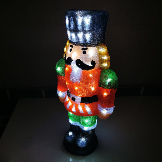 Christmas Decoration 3D Acrylic 60cm Nutcracker Soldier Doll LED Lit Indoor/Outdoor