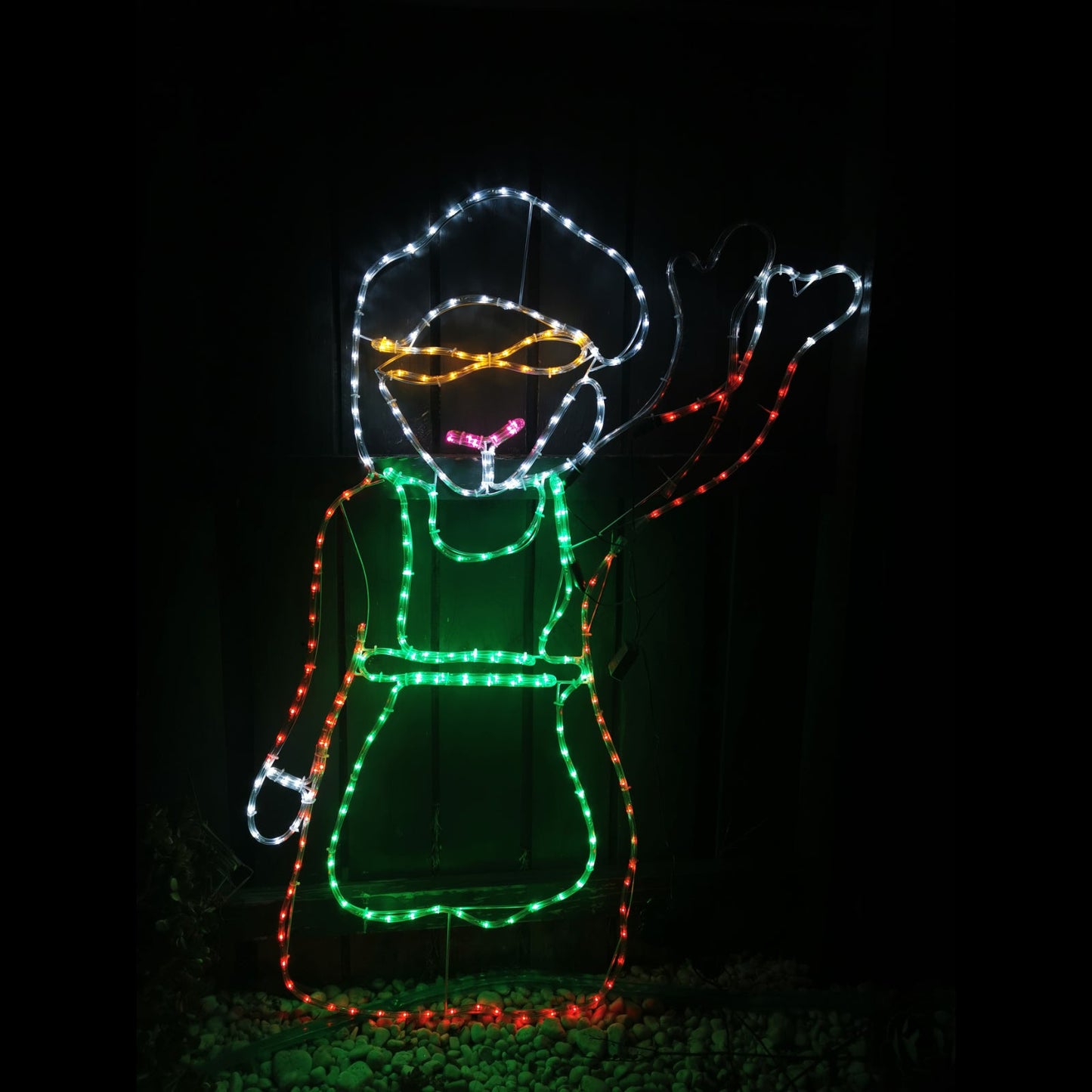 Clearance Christmas LED Motif Animated Waving Mrs Claus 140cm Outdoor Lighting Silhouette