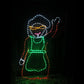 Clearance Christmas LED Motif Animated Waving Mrs Claus 140cm Outdoor Lighting Silhouette