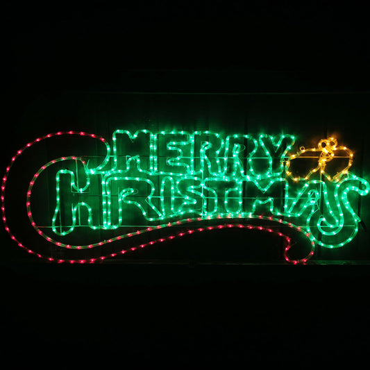 Christmas LED Motif Animated Red Green Merry Christmas 150x53cm Outdoor Silhouette