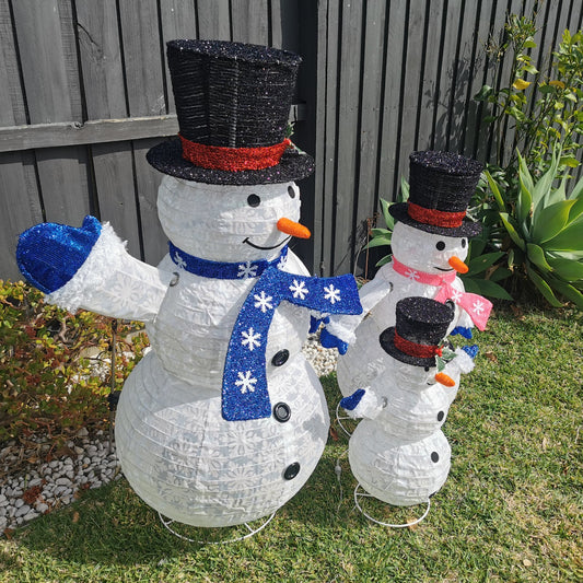 Christmas Decoration 3D LED Lit 3pcs Snowman Family 125cm Indoor/Outdoor