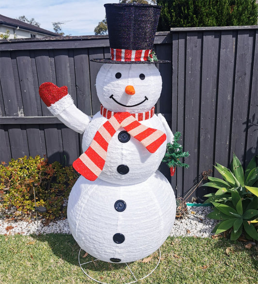 Christmas Decoration 3D LED Lit 185cm Top Hat Snowman Indoor/Outdoor