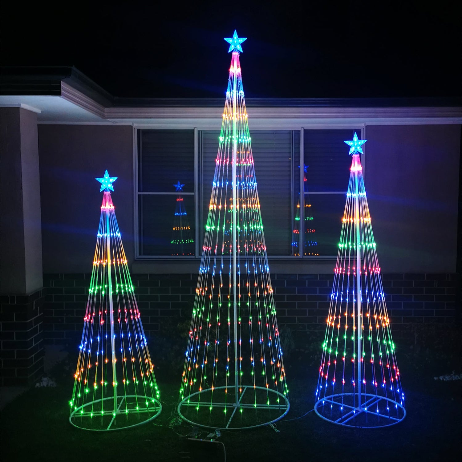 Christmas 310cm Cone Tree 390 LED Digitally Animated 24 Functions Multi Colour - Lights Fiesta