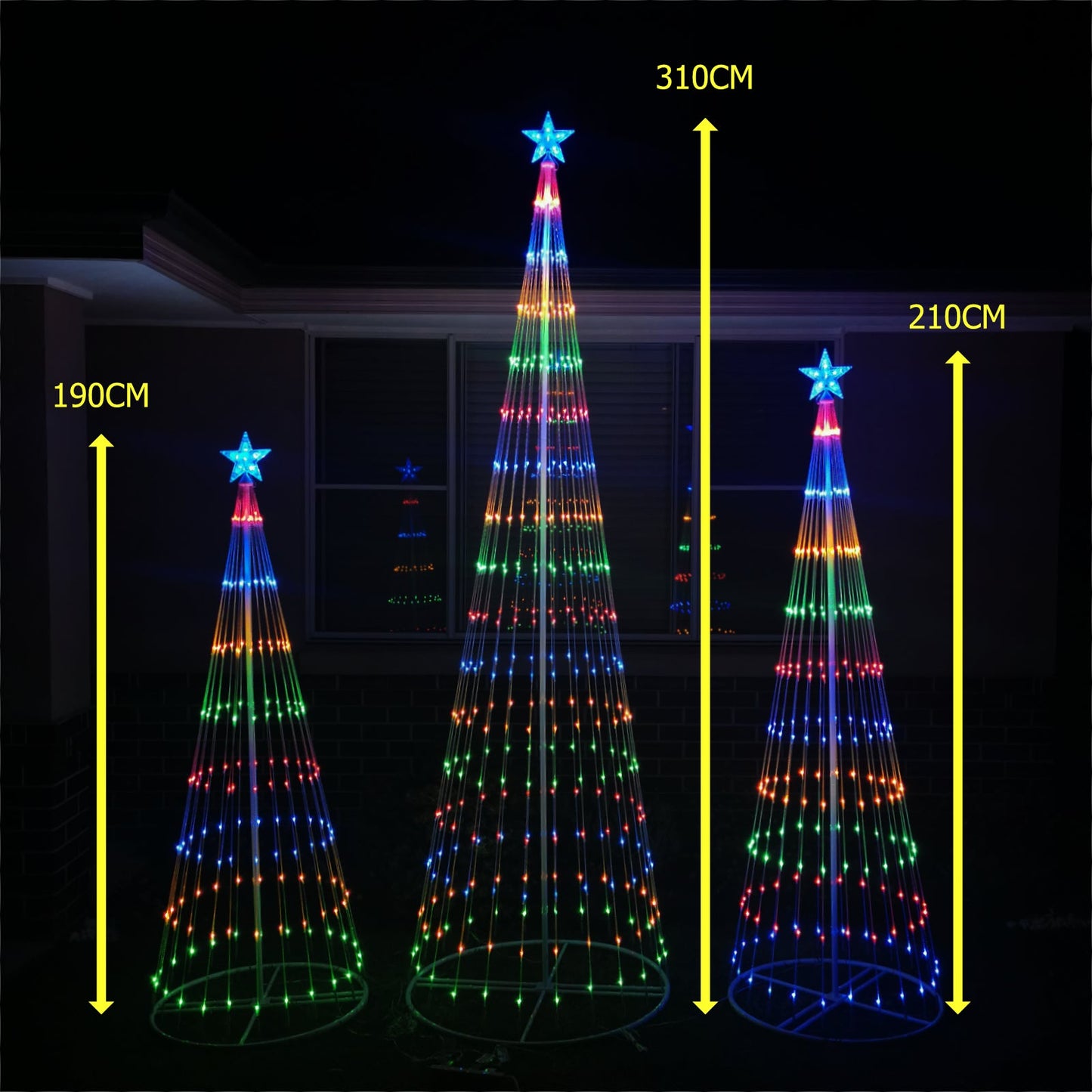 Christmas 190cm Cone Tree 198 LED Digitally Animated 24 Functions Multi Colour