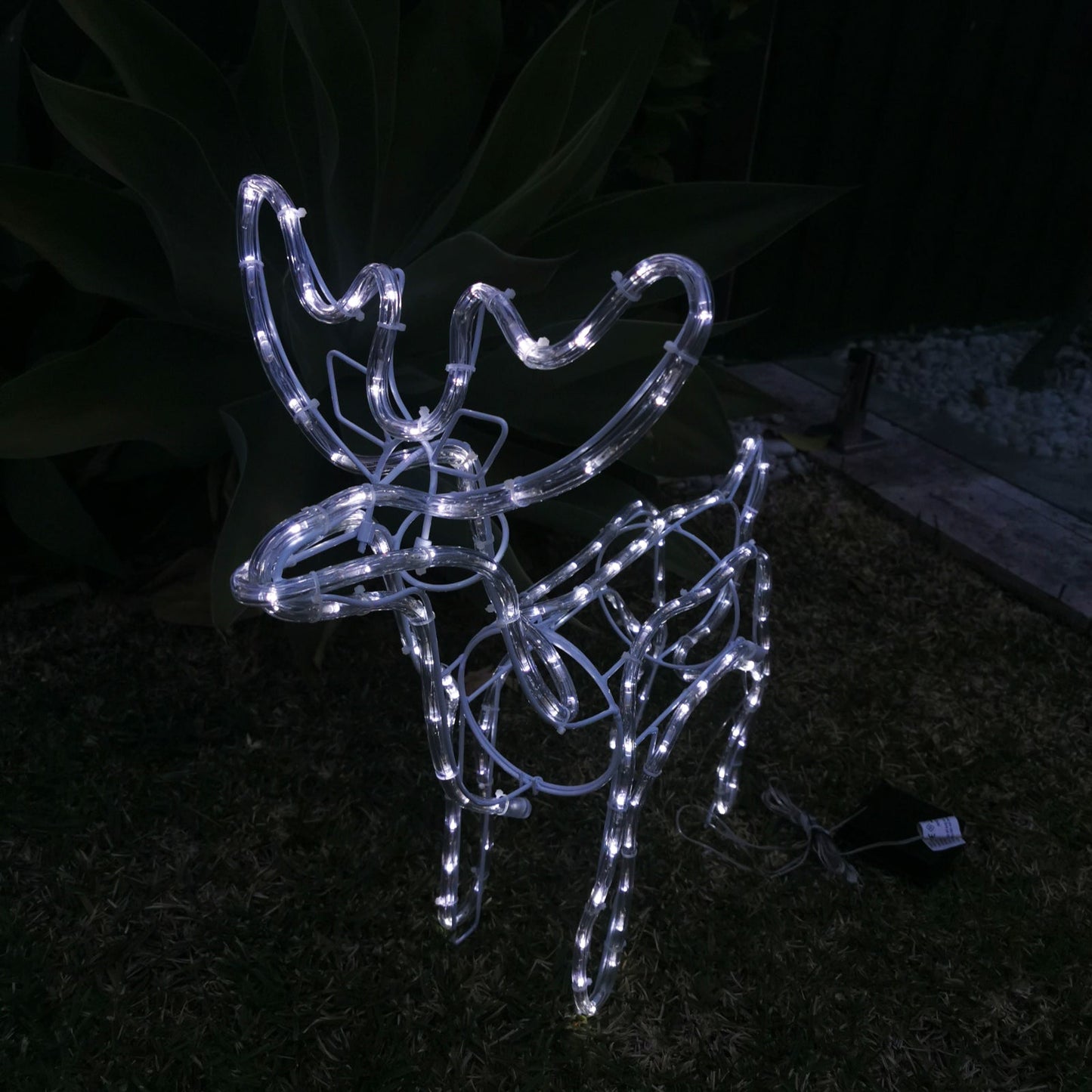 Solar Christmas LED Motif 2pcs Twin 60cm Bucks Reindeer Set Cool White Outdoor