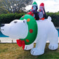 Christmas Decoration Inflatable 240cm Wide Penguins Riding Polar Bear LED Lit Outdoor Decoration