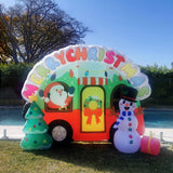 Christmas Decoration Inflatable 240cm Wide Santa Campervan Christmas Celebration LED Lit Outdoor Decoration