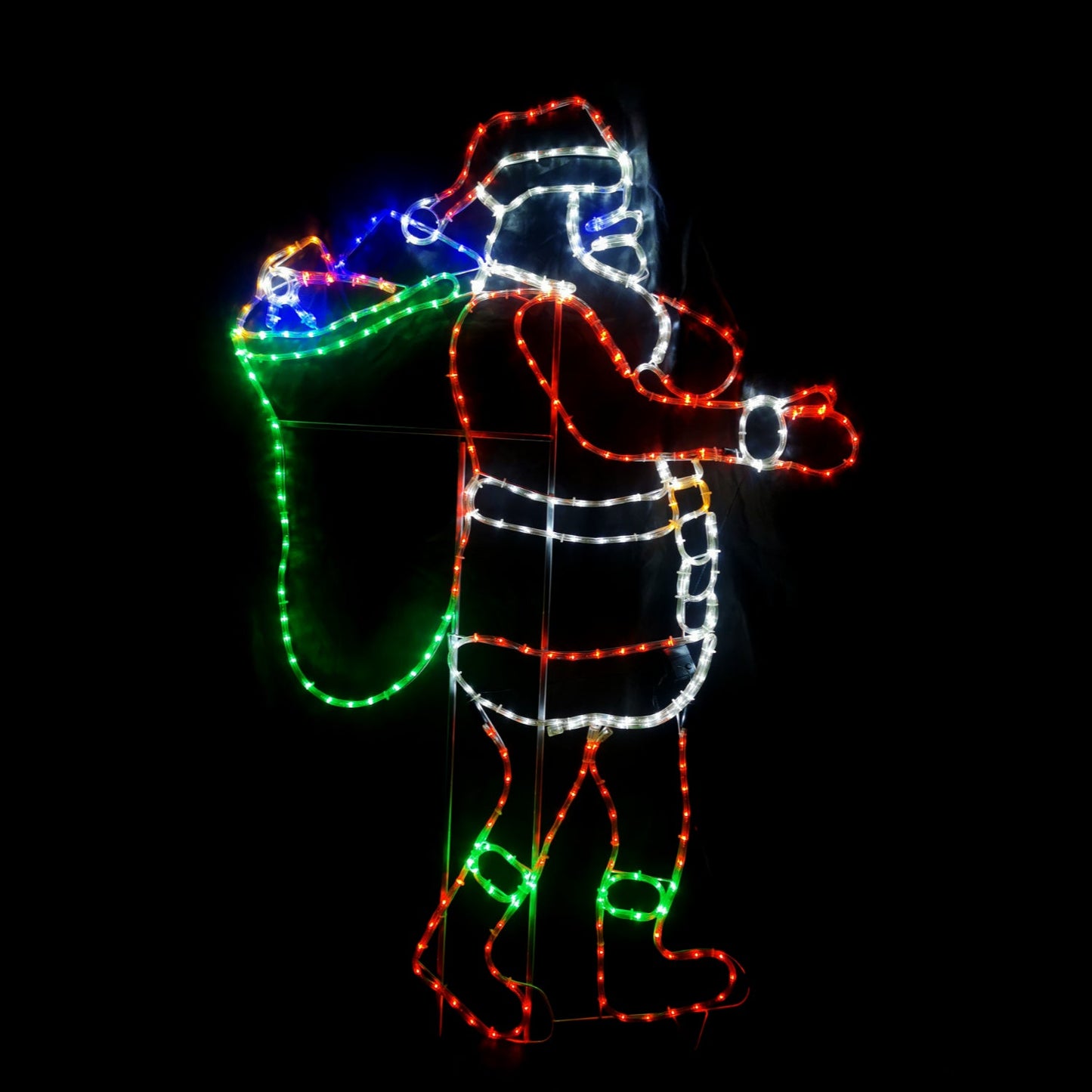 Christmas LED Motif Santa with Sack Walking Animated 160x130cm Outdoor Display