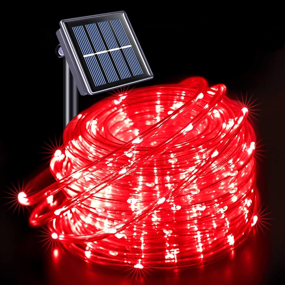 Clearance Solar Powered 20m LED Rope Light With 8 Function Controller Christmas Outdoor Lighting