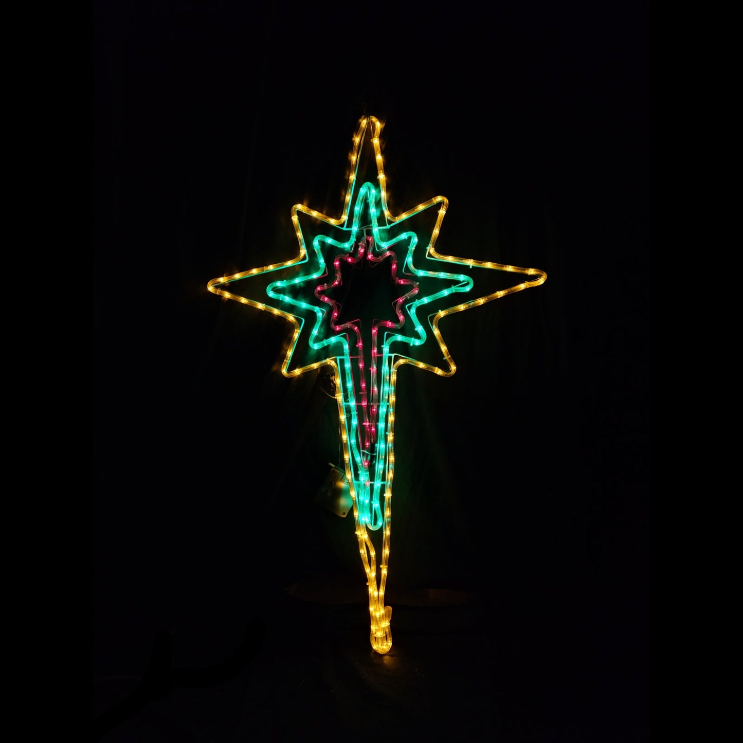 Solar Powered Christmas LED 3 Layer Nativity Northern Star Animated Outdoor Motif 8 Functions 121x71cm