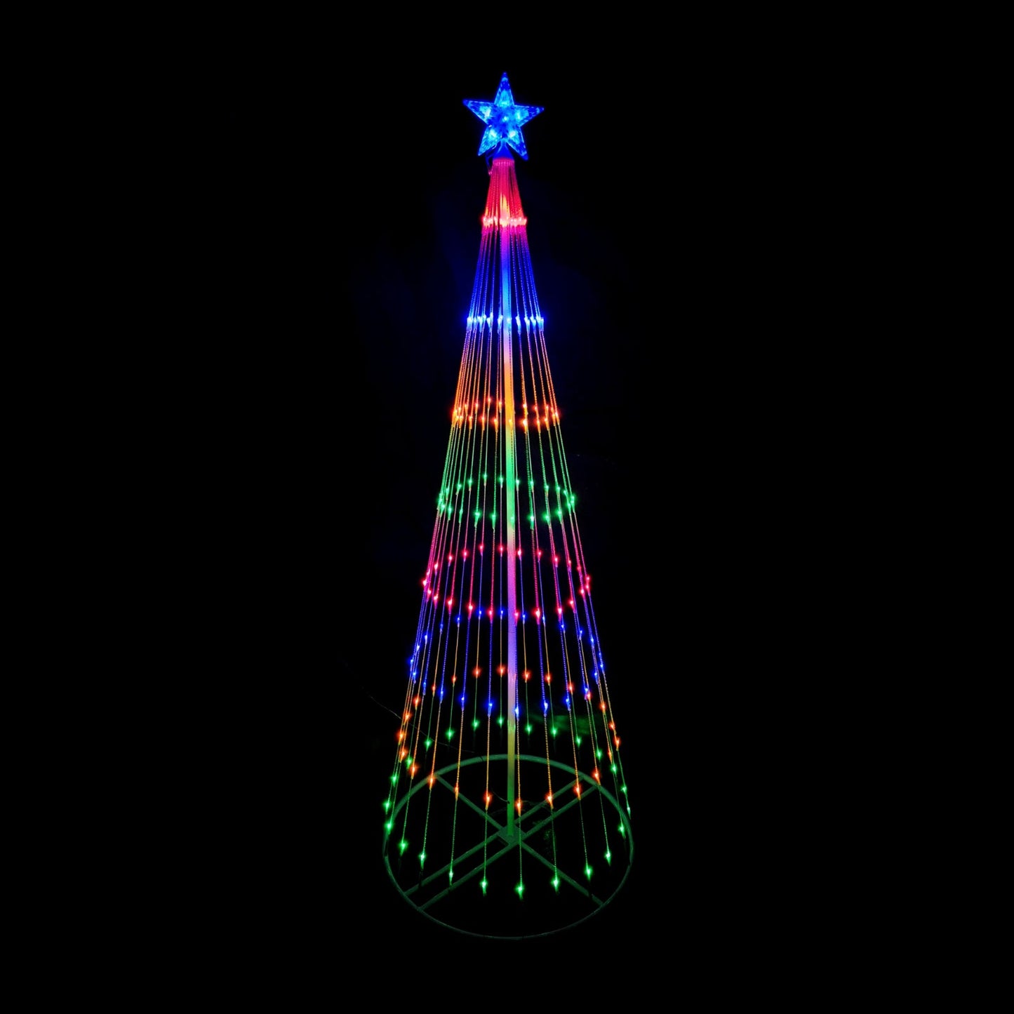 Christmas 210cm Cone Tree 246 LED Digitally Animated 24 Functions Multi Colour