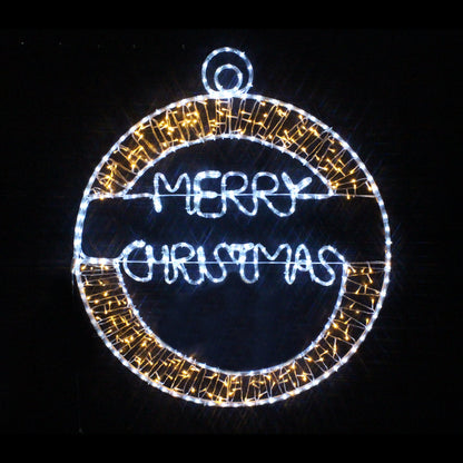 Merry Christmas Bauble LED Motif Twinkling LEDs 117x103cm Indoor/Outdoor