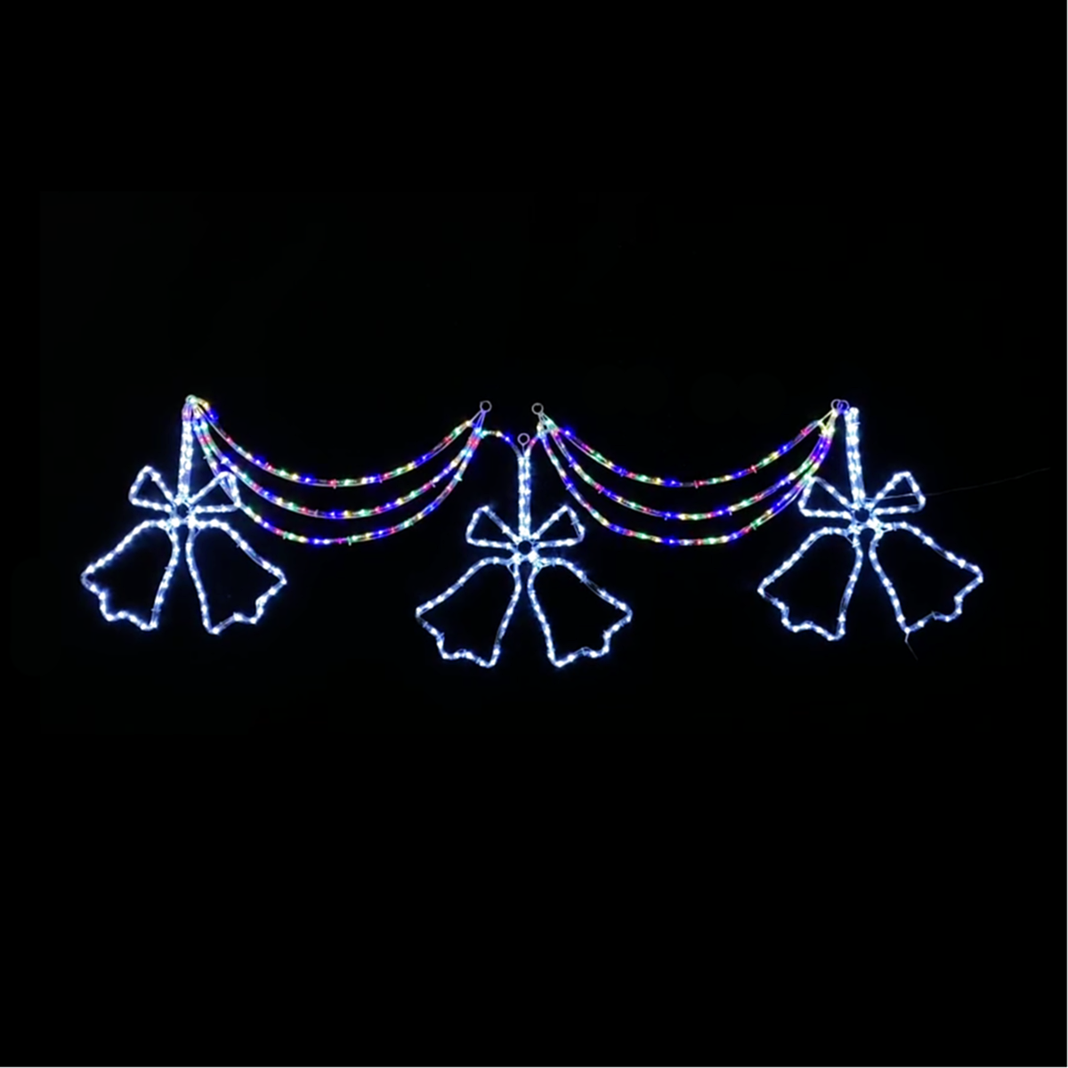 Christmas LED Motif3 Pcs Jingle Bells Curtain Set Multi Colour Decoration 150x78cm