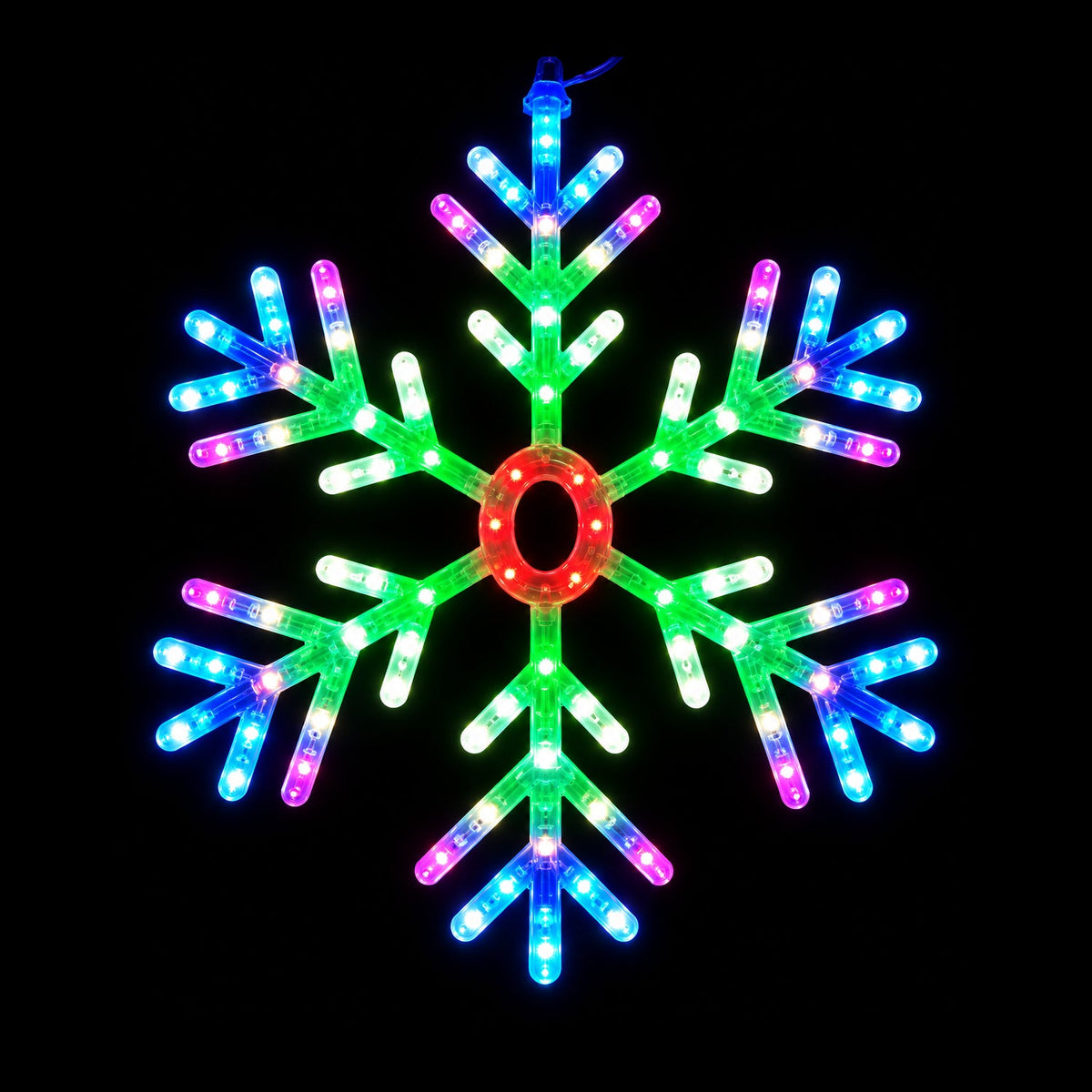 Christmas LED Motif Animated Multi-colour Snowflake 60x52cm Outdoor Display