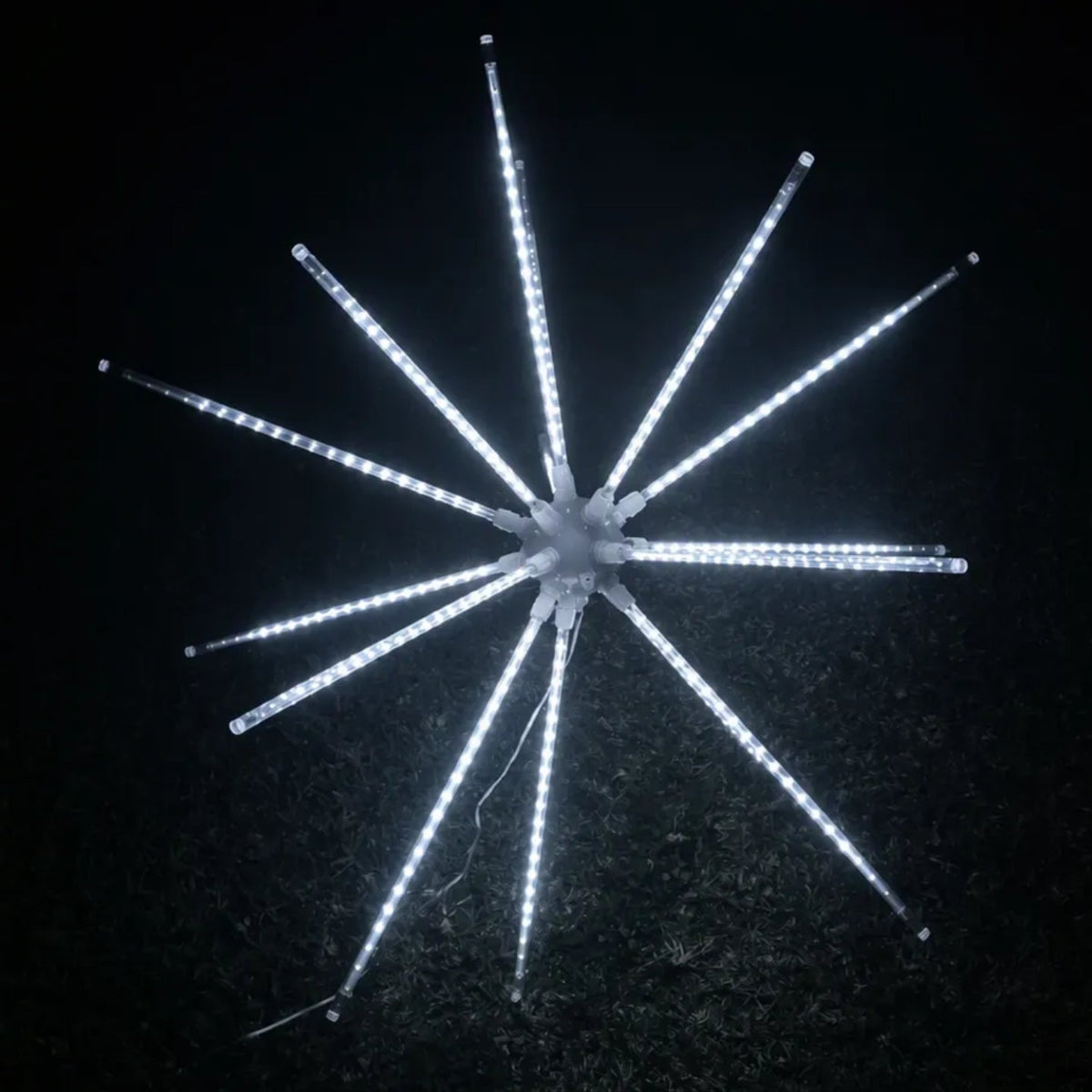Christmas 640 LED White Burst Star Fireworks Animated Waterflow 100cm Diameter Height Adjustable