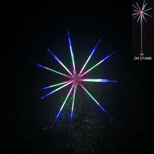 Christmas 640 LED Burst Star Fireworks Animated Waterflow Effect 100cm Diameter Height Adjustable