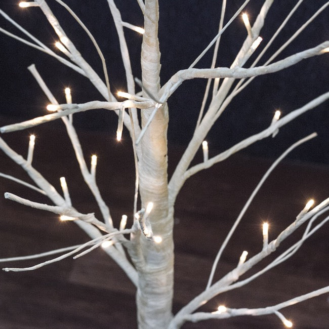 Christmas Decoration Lit Up White Birch Twig Branch Tree Warm White LED Tips Indoor/Outdoor