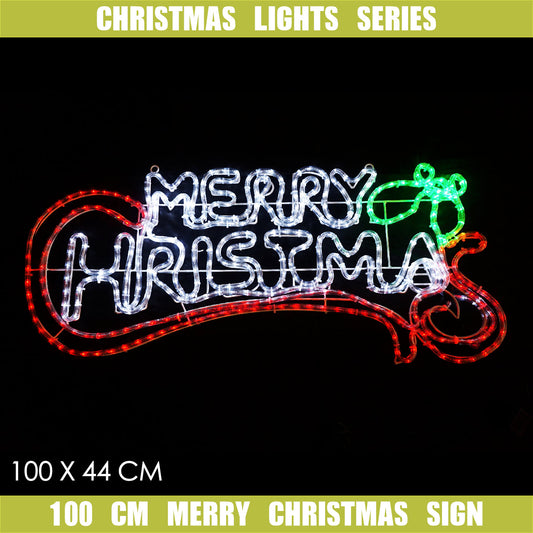 Christmas LED Motif Merry Christmas Sign 100x44cm Indoor Outdoor Display Sign High LED Count