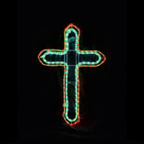 Solar Powered Christmas LED 3 Layer Jesus Cross 100x64cm Outdoor Display