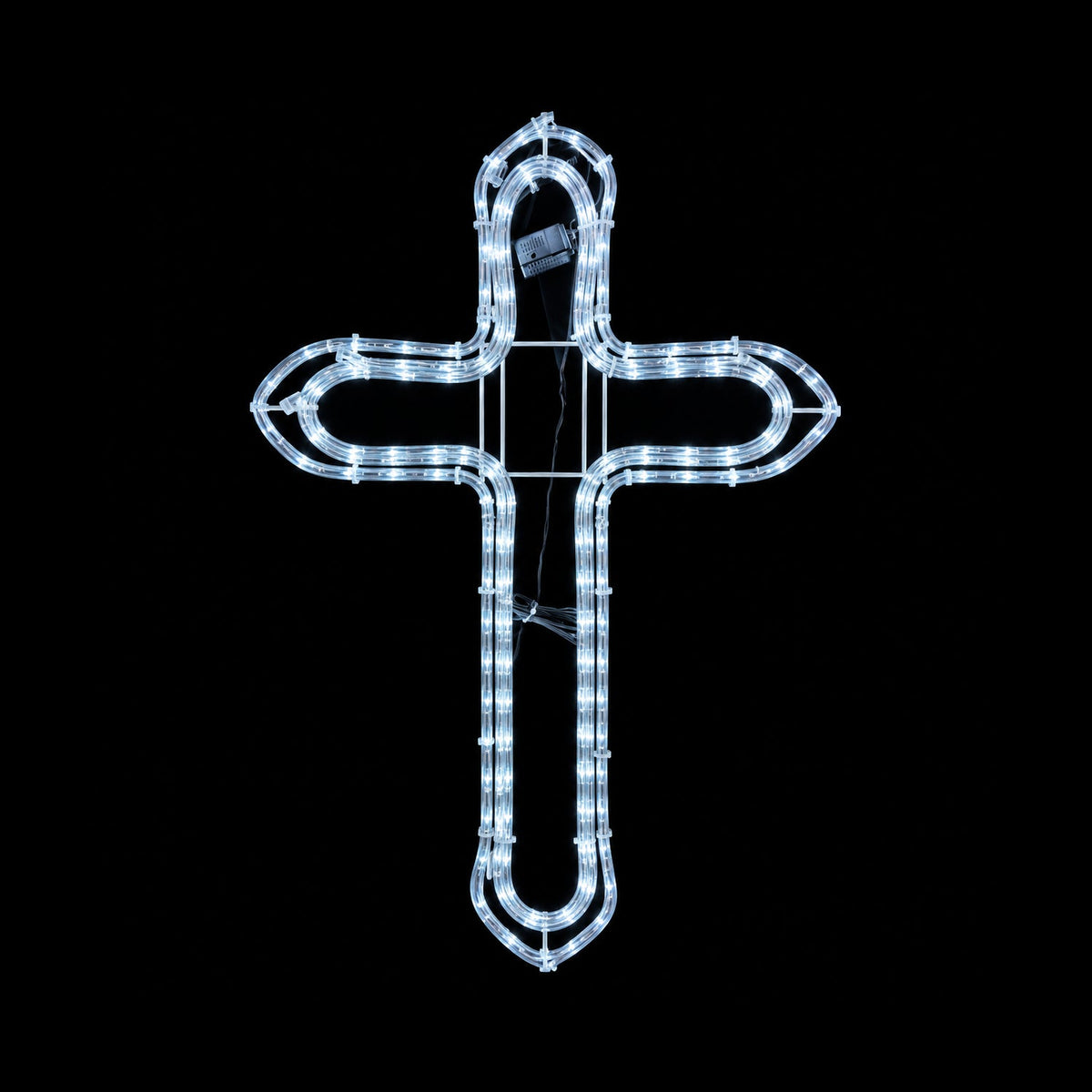 Christmas LED Motif Animated 3 Layer Jesus Cross Cool White 100x64cm Outdoor Display