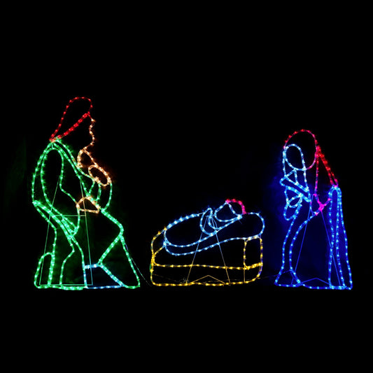 Christmas LED Motif Mary Joseph Jesus Birth Nativity Scene 120x220cm Outdoor Display