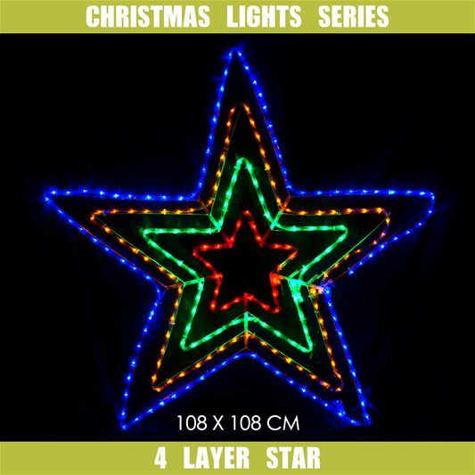 Christmas LED Motif 4 Layer Star 108x108cm Outdoor Display