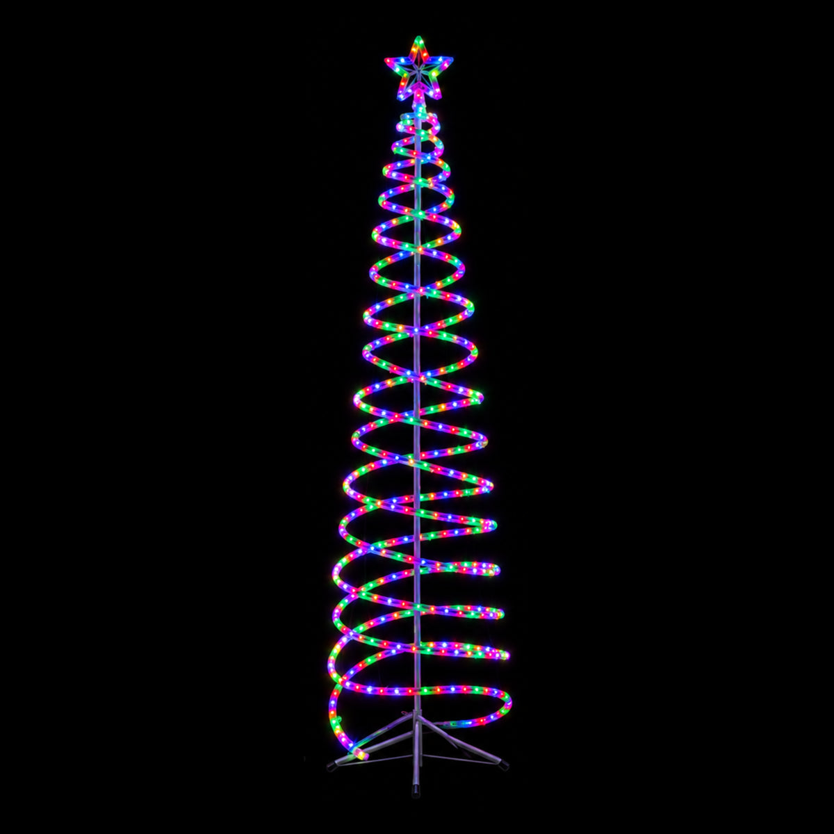 Christmas 150cm Spiral Tree with Star Top Multicolour LED 8 Functions Outdoor Display