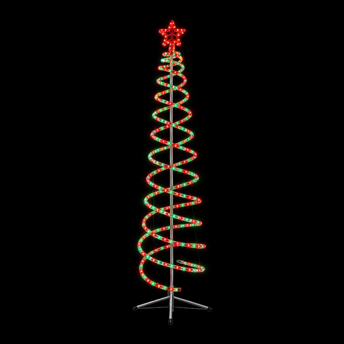 Christmas 150cm Spiral Tree with Star Top Red Green LED 8 Functions Outdoor Display