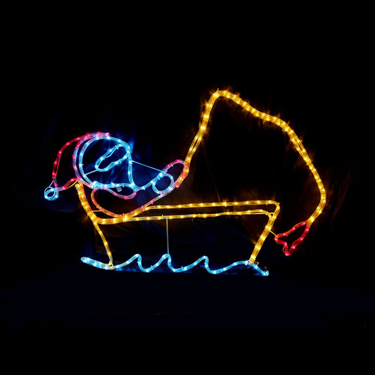 Christmas LED Motif Santa Claus Boat Fishing 116x77cm Outdoor Display