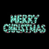 Christmas LED Motif Animated Red Merry Christmas 160x63cm Green Tinsel Outdoor