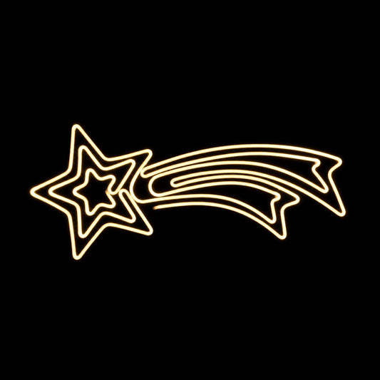 Christmas LED Neon Motif 3 Layered Warm White Shooting Burst Star 120x45cm Outdoor Display
