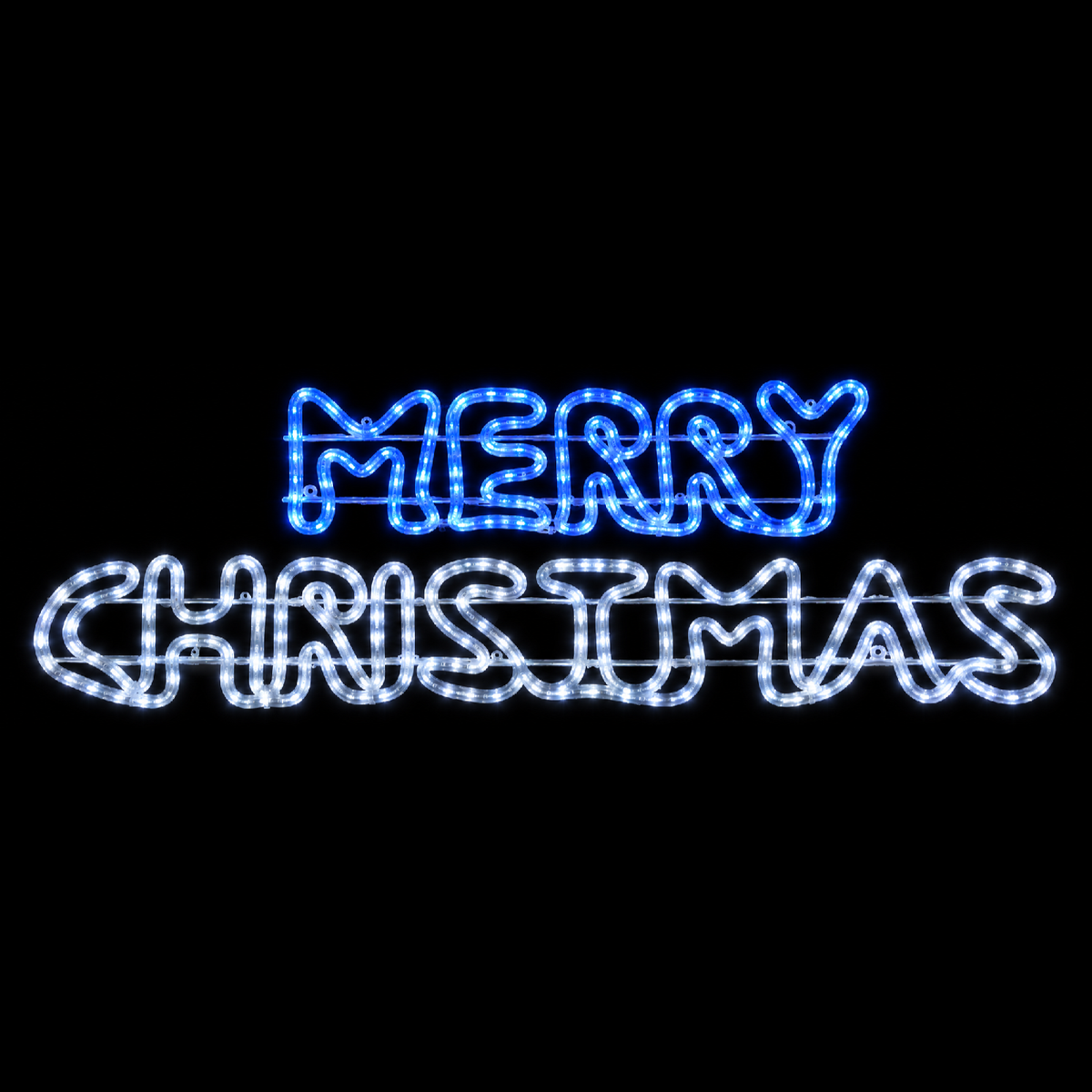 Christmas LED Motif Animated Blue White Merry Christmas Sign 98x38cm Outdoor Display