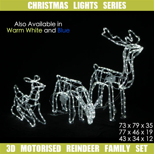 3D LED Christmas Motif Motorised Reindeer Family Set Indoor/Outdoor with Twinkle LEDs