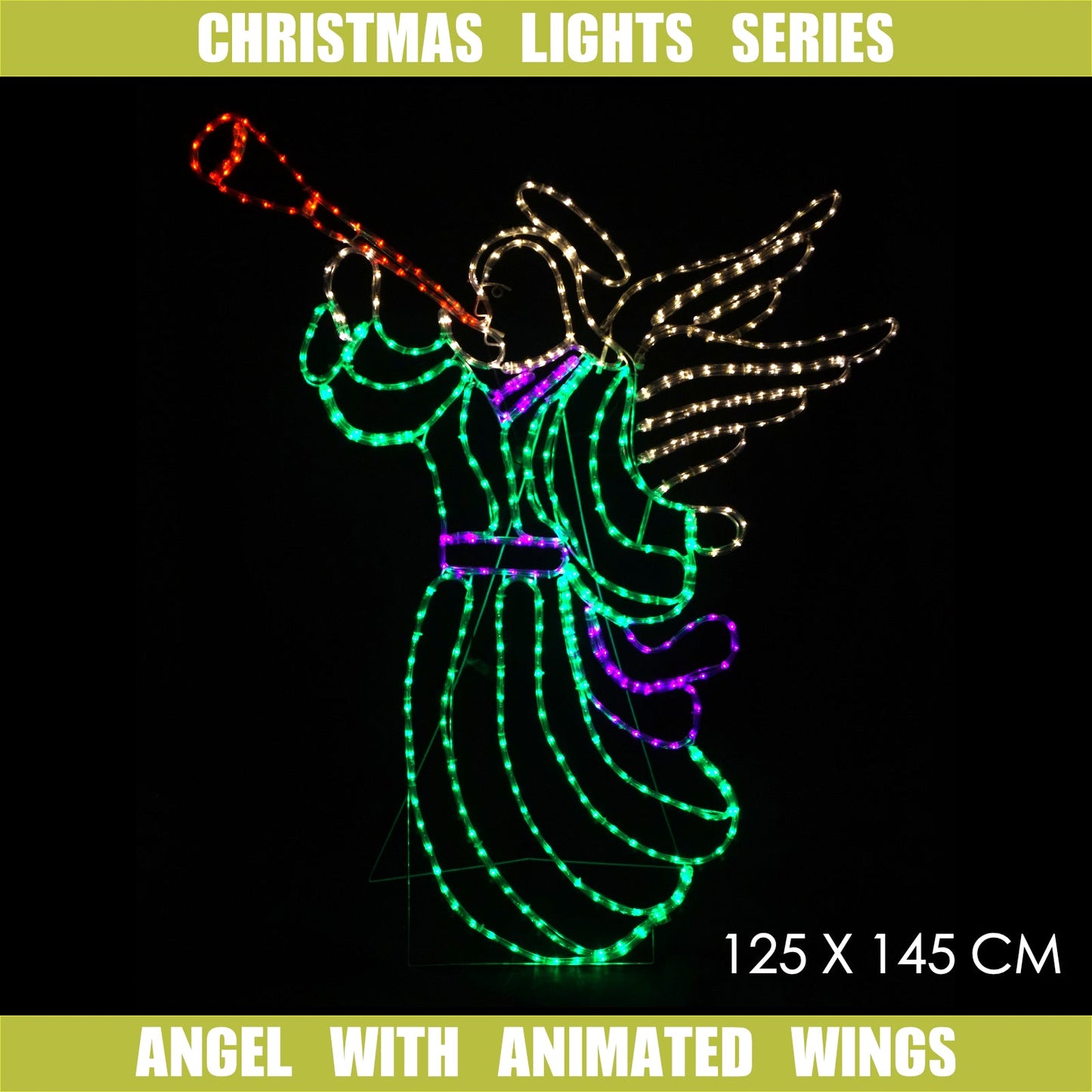 Christmas LED Motif Animated Angel 128x145cm Indoor Outdoor Display Sign