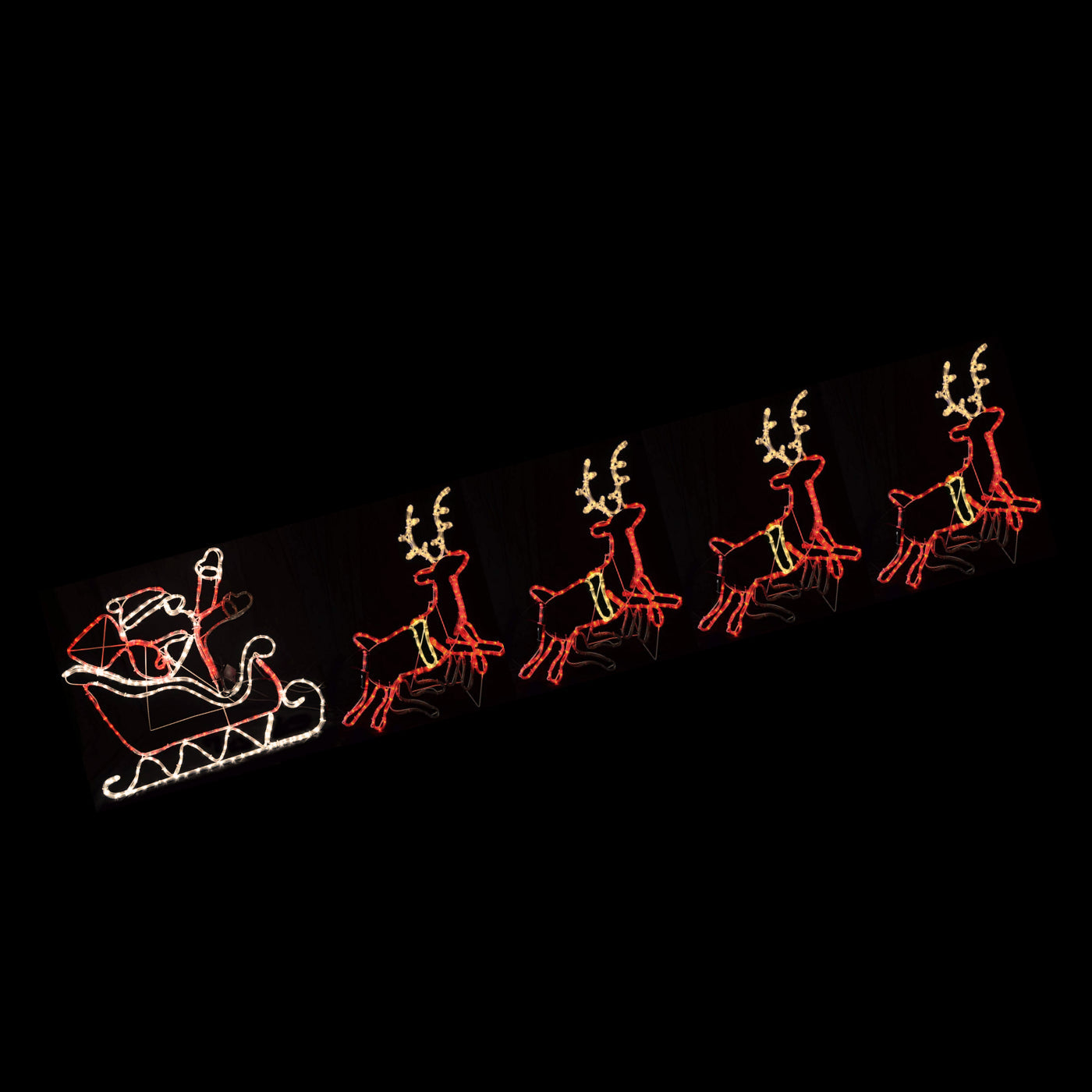 Christmas LED Motif Animated Santa Sleigh & Reindeers 560x80cm Outdoor Display Connectable - Lights Fiesta