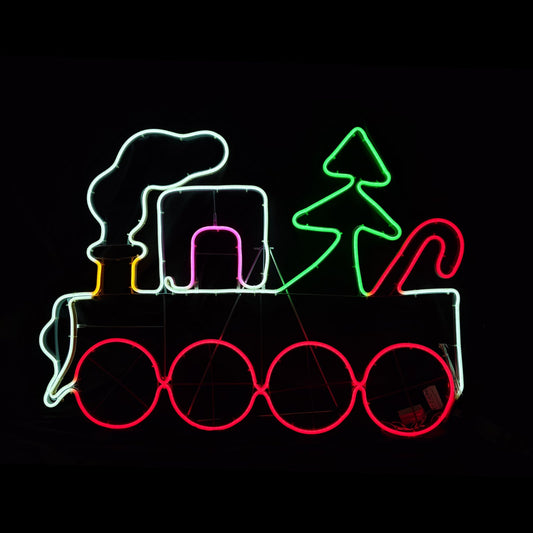 Christmas LED Neon Motif Animated Locomotive 95x68cm Outdoor Display