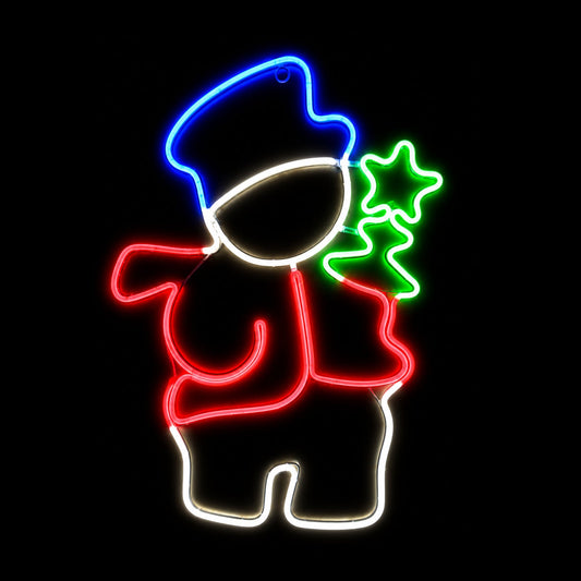 Christmas LED Neon Motif Snowman With Star Tree 74x53cm Outdoor Display