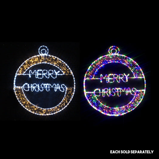 Merry Christmas Bauble LED Motif Twinkling LEDs 117x103cm Indoor/Outdoor