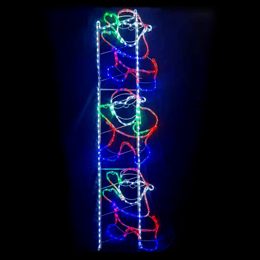 Christmas Animated LED Motif Santa Climbing Ladder 38x180cm Indoor Outdoor Display