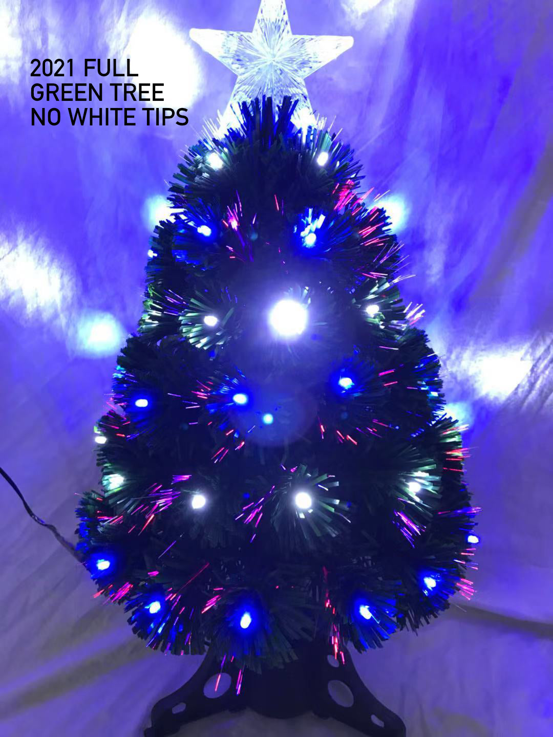 60cm Table Top Fibre Optic Tree Blue White Twinkle LED Light Christmas Tree Decor