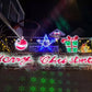 Christmas LED Motif Red/Green Tinsel Stuffed Merry Christmas White Outline 340x100cm