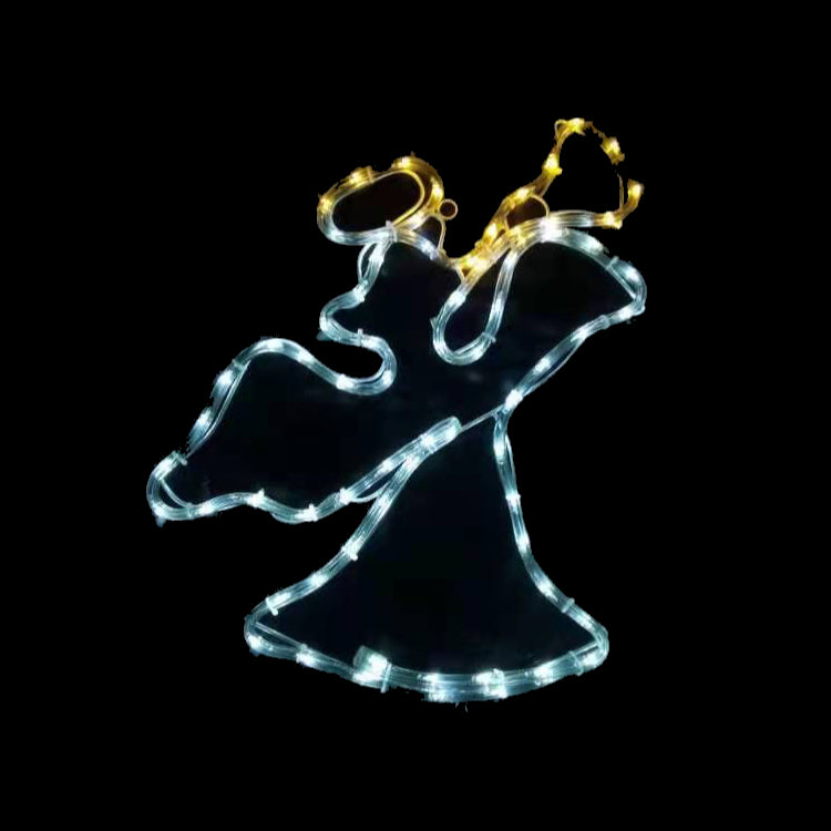 Solar Powered LED Mini Angel Outdoor Christmas Motif Display 36x44cm With Flash