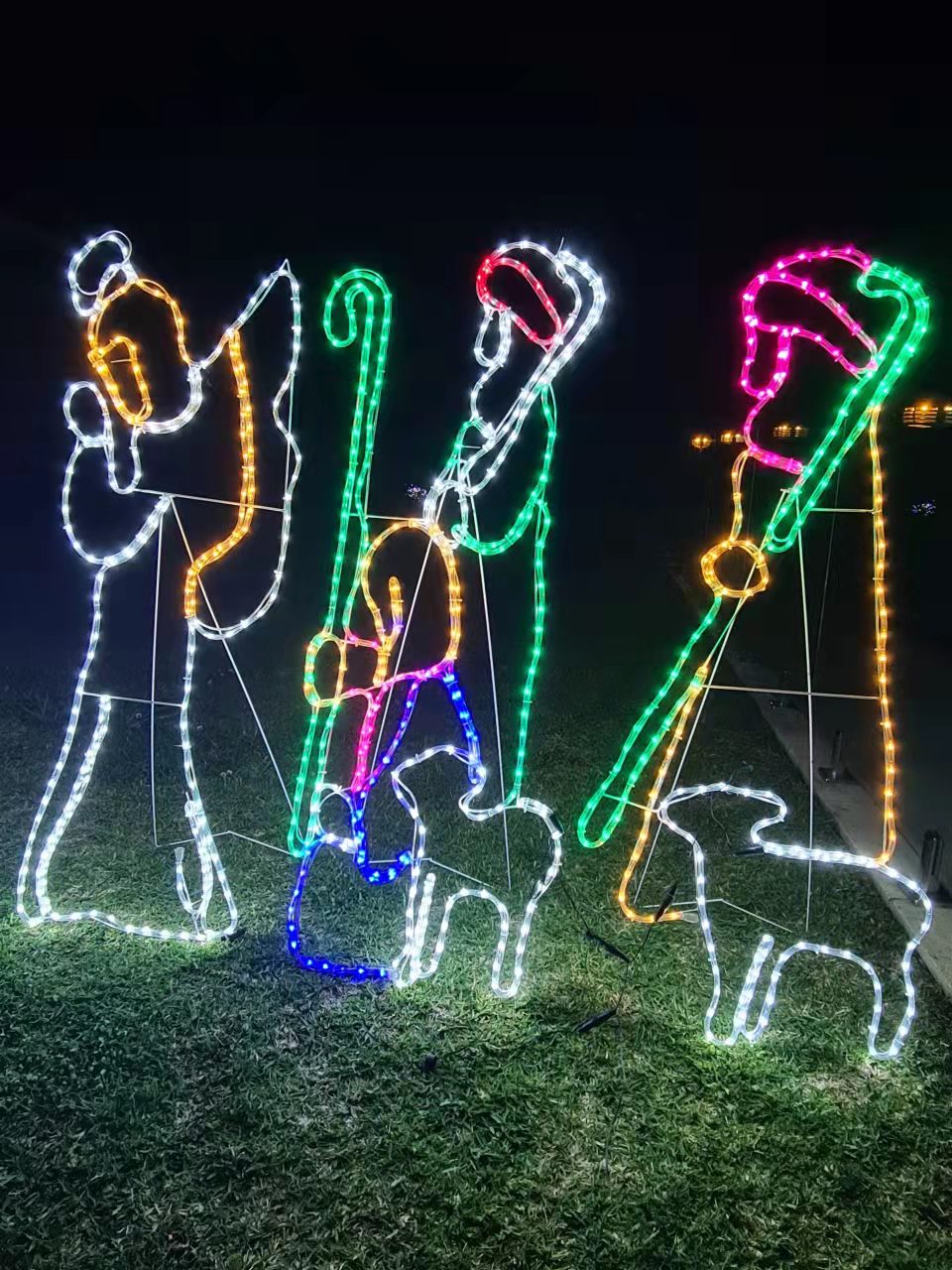 Christmas LED Motif 6 Pcs Jesus Birth Nativity Set Mary Joseph Shepherds Three Kings