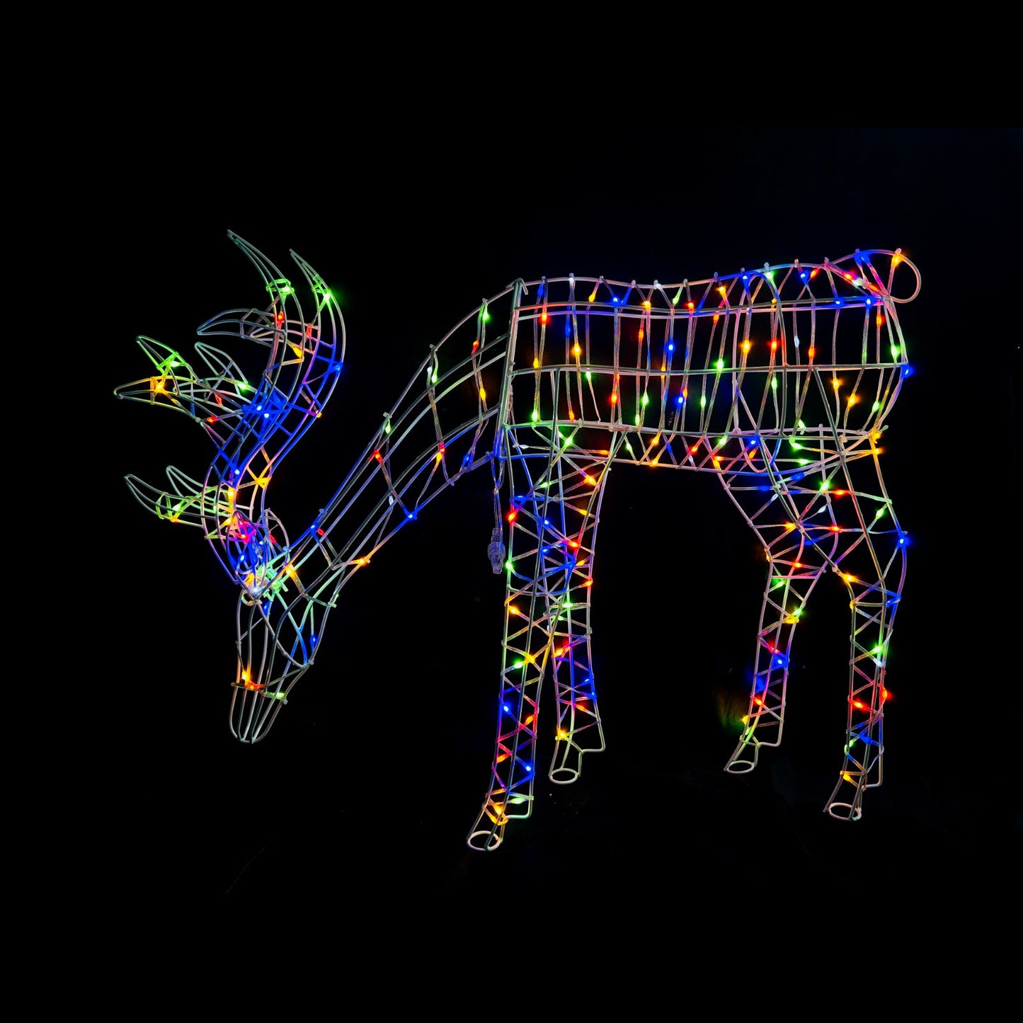 Christmas Decoration 3D Frame Buck Reindeer Eating 85cm Multi LED Indoor Outdoor