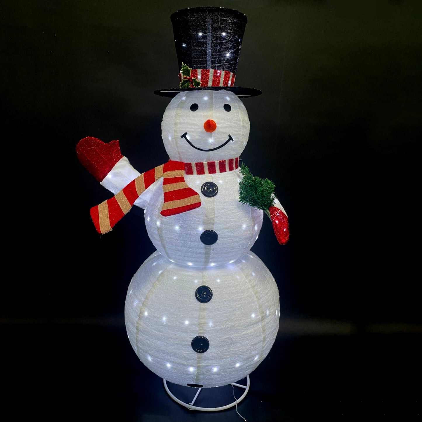 Christmas Decoration 3D LED Lit 185cm Top Hat Snowman Indoor/Outdoor