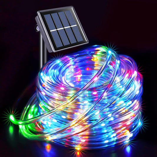 Clearance Solar Powered 20m LED Rope Light With 8 Function Controller Christmas Outdoor Lighting